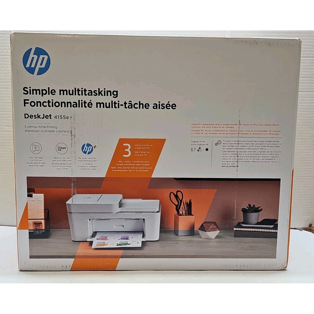 HP DeskJet 4155e All-in-One Wireless Color Inkjet Printer Scanner Copier NEW
